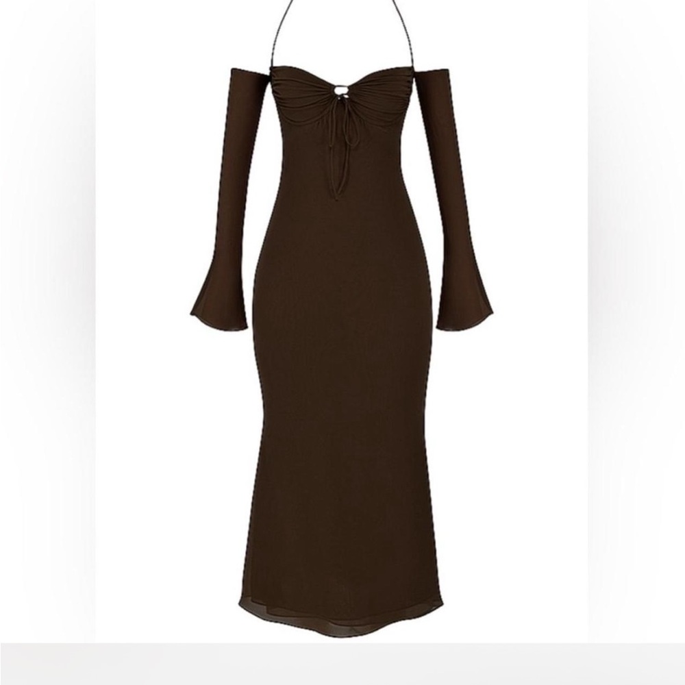 House of CB Naomi Espresso Halter Midi Dress